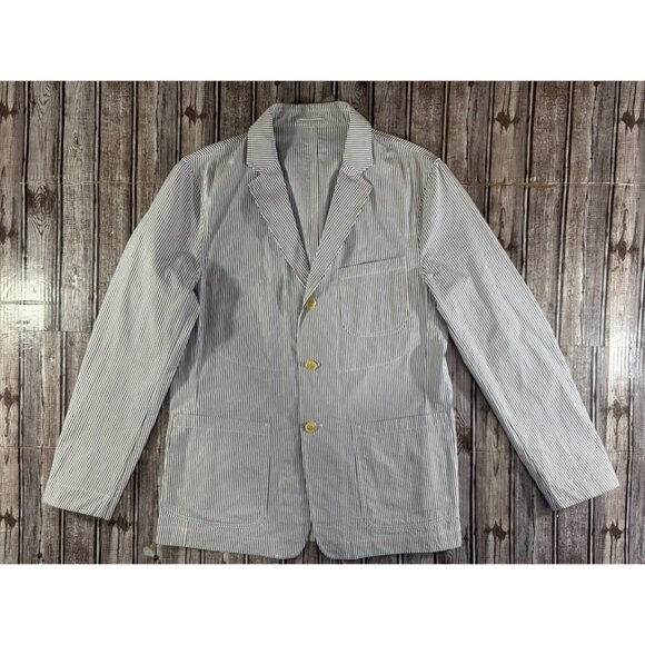 Todd Snyder Seersucker Striped Chore Blazer jacket sz M blue color white NWOT